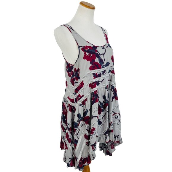 Free People Gray Floral Voile & Lace Slip Dress | Boho Grunge Fairy Cottagecore - Picture 9 of 16
